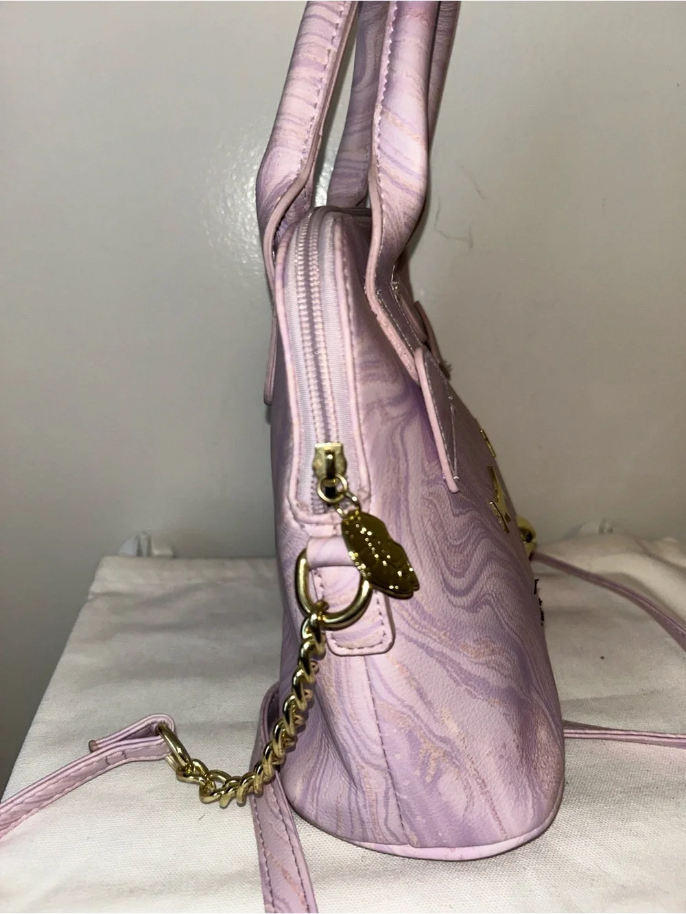 NWOT Betsey Johnson Luv Purple Gold Cat Purse Handbag Bag Designer Ani-mal - Picture 4 of 10